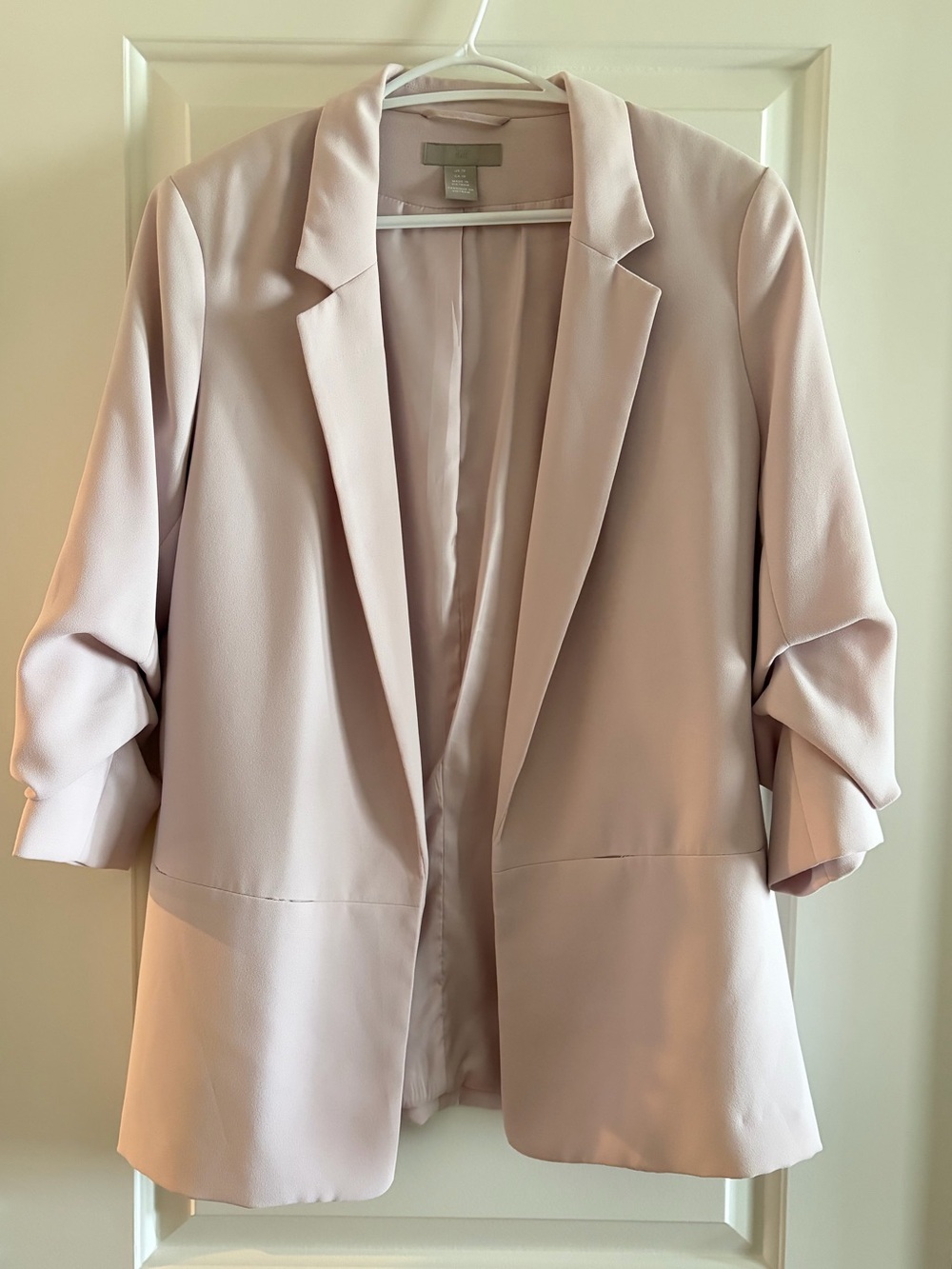 H&M Women's Light Pink Open-Front Blazer Jacket